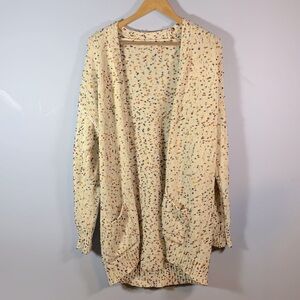 Blakeley size small oversized long open front cardigan confetti rainbow pom pom